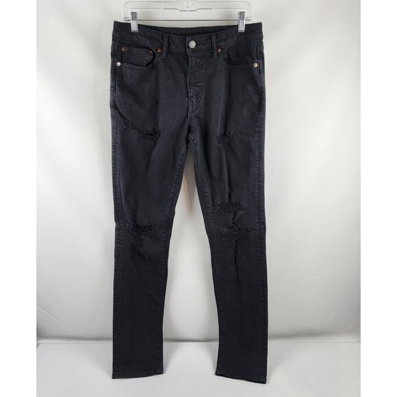 American Eagle Jeans Mens 32x35 Airflex +Black Distressed Stretch Denim - Picture 1 of 10